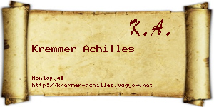 Kremmer Achilles névjegykártya